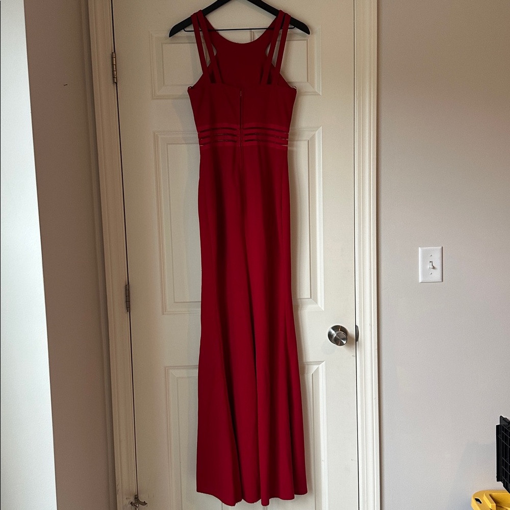 Formal Red Dress with Slit - Picture 3 of 7